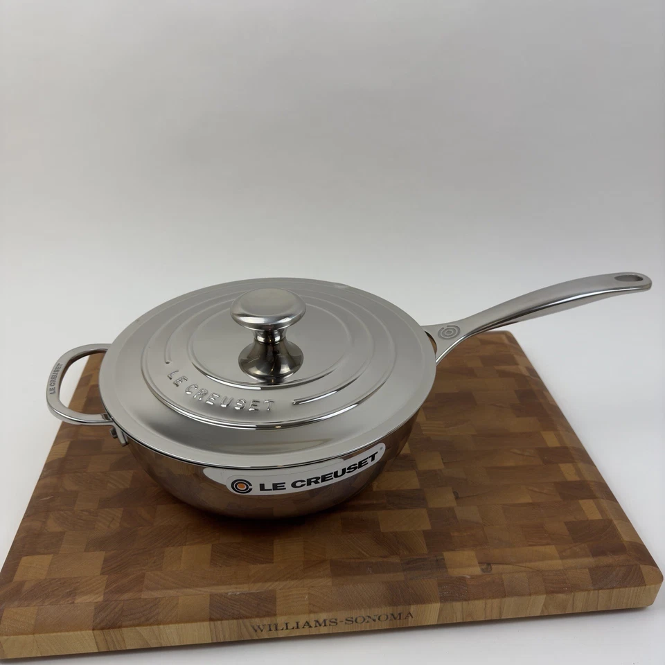 Le Creuset Tri-Ply Stainless Steel Nonstick Saucier Pan 3.5 Quart Scuffed Read - Image 1 of 4
