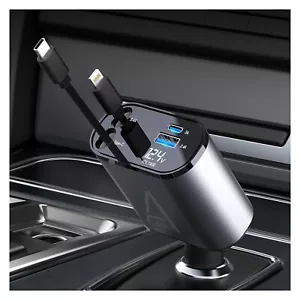 Cargador de Coche Retráctil Turbo Charging 120W, USB-C 4 Puertos iPhone Samsung - Imagen 1 de 11