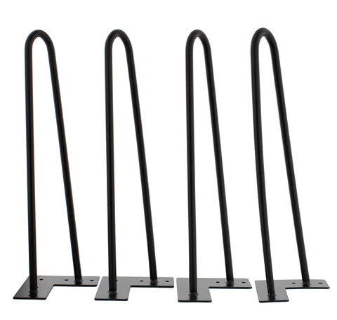 7Penn Hairpin 16” Inch Black Satin Metal Furniture Coffee Table Legs 4-Pack Cover