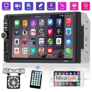 7" Radio Estereo De Pantalla Para Coche Carro MP5 Player Doble 2 Din Bluetooth - Picture 1 of 18