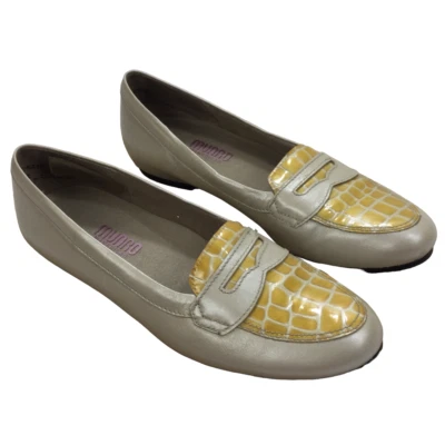 Zapatos Mocasines MUNRO Americanos Mujer Beige Estampado de Cocodrilo Sin Cordones Cuero Penny 8N Foto 1 de 4