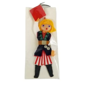 Russian Flat Doll Ornament Craft Handmade Graduation Cap 4in Small Boy Folk Art - Picture 1 of 12
