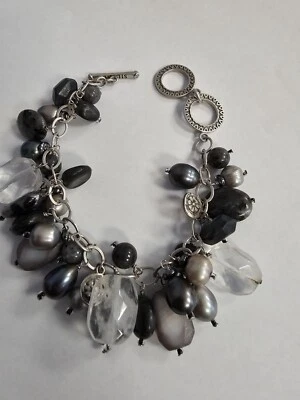 Silpada Hematite, Glass, Pearl, Shell Cha Cha Sterling Silver 925 Bracelet B1777 - Image 1 of 4