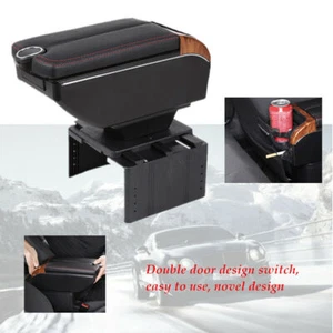 7 -USB Charging Light Car Dual Opening Armrest Box Console Cup Holder Durable - Foto 1 di 12