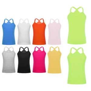Girls Tank Top Cotton Shirt Workout Vest Spaghetti Straps Underwear Soft Tops - Picture 1 of 91