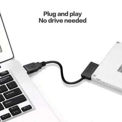 NEU USB 2.0 to Slimline SATA 7+6 13pin Laptop DVD Optical Adapter Drive H6Q2 - Bild 1 von 4