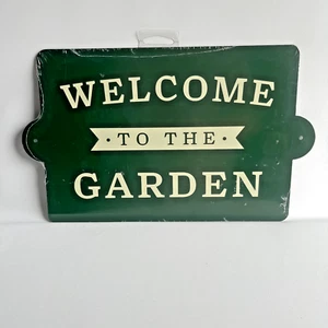 Metal Sign #2 "Welcome to the Garden" Green White New Sealed 2 fastener included - Picture 1 of 4