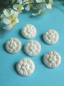 1393bSUPERBES Buttons " Flower Snow " White Frosted Lot Of 6 Buttons Ép. 1950 - Picture 1 of 3