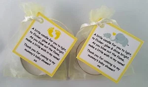 BABY SHOWER CANDLE FAVOURS - VANILLA SCENTED TEALIGHT -BLUE PINK YELLOW ELEPHANT - Picture 1 of 13