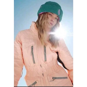 New Xs Free People Movement All Prepped Peach Pink Quilted Puffer Ski Jacket - Picture 1 of 11