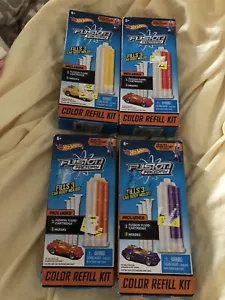 4 HOT WHEELS Fusion Factory Color Refill Kit 1 Each Orange Red Yellow Purple NOS - Picture 1 of 6