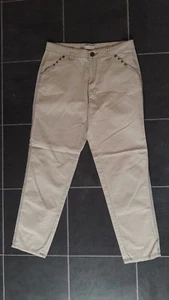 Lovely Light Beige Cotton Trousers by Indigo at M&S - Size 10 Med - Great! - Picture 1 of 1