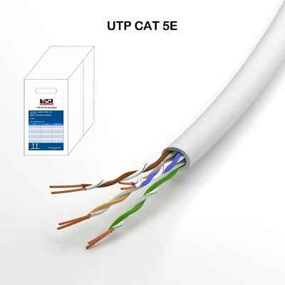 UTP CAT 5E LAN cable Ethernet CABLE 500 FT White/Grey/Blue PULL BOX CM RATED PVC - Image 1 of 4