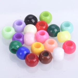 50 Stck. 10 mm Rund Undurchsichtig Acryl Kunststoff Großes Loch Lose Perlen Für Schmuck Herstellung - Bild 1 von 25