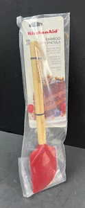 KitchenAid Red Bamboo Spatula Scraper ~ Silicone Heat Resistant Safe ~ NEW - Picture 1 of 4
