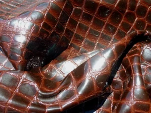 calfskin leather partial hide Maroon Embossed Crocodile glossy patent finish - Picture 1 of 6