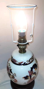 Vintage Masons Blue Mandalay Tischlampe rund Ingwerglas (funktioniert) - Bild 1 von 3