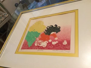 EXC COND Motoi Oi Framed, Signed and Numbered (30/100) Original Color Etching - Bild 1 von 5