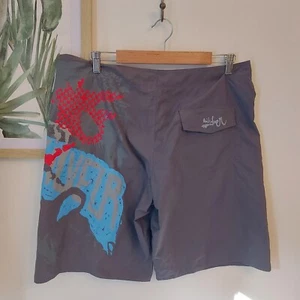 Vintage Quicksilver Polyester Y2K Surfing Board Shorts Boardies W38 Surf Beach - Picture 1 of 8