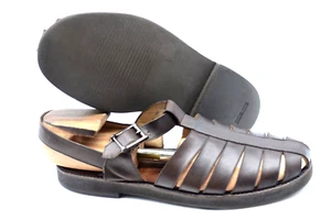 Men's SALVATORE FERRAGAMO 'Fisherman' Brown Leather Sandals Size US 10 - D - Picture 1 of 6