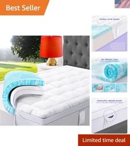 Topper in memory foam da 3 pollici full size con infusione in gel e tasca portaoggetti da comodino - Foto 1 di 9