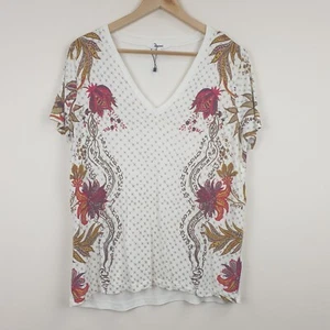 Desigual t-shirt donna media bianca grafica floreale Praga scollo a V top casual - Foto 1 di 14