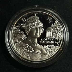 1999-P Dolley Madison Proof Commemorative Silver Dollar Box and COA - Picture 1 of 4