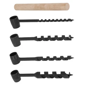 4 Pezzi Coclea Manuale Trapano Legno Bushcraft Ingranaggio Strumenti di Sopravvivenza per Progetti Fai da Te - Foto 1 di 12