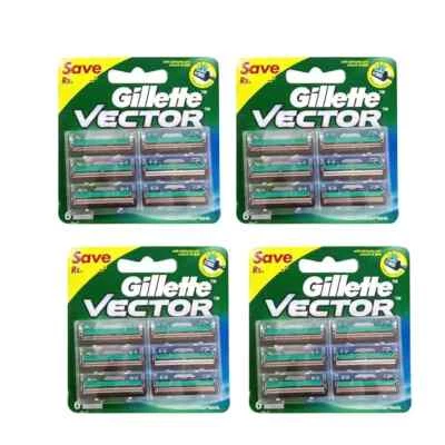Gillette Vector Plus Manual Shaving Razor Cartridges (Pack of 24)