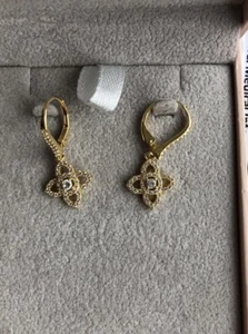 QVC Diamonique CZ 9ct Gold Plated 925 Silver Earrings BNWOT - Picture 1 of 8