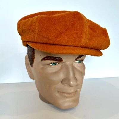 Auténtica gorra de newsboy Stetson vintage talla grande naranja lana nueva stock antiguo Foto 1 de 4