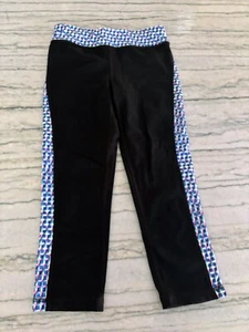 Athleta Girl Black with Geometric Accents Capri Leggings Size M 8-10 - Picture 1 of 9