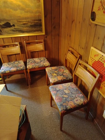 4 Vtg. American Of Martinsville Dining Chairs w/ Cane Back Cover