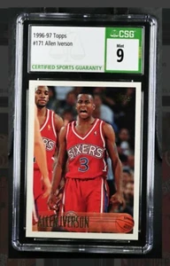 1996-97 Topps Allen Iverson RC Rookie Card #171 classificata CSG 9 in perfette condizioni - 76ers HOF - Foto 1 di 2