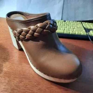 Dolce Vita Hila geflochtene Pantolette Clog Absatz Sattelleder braun Gr. 8,5 NEU Defekt - Bild 1 von 6