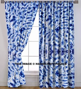 Indisch Blau Batik Shibori Vorhänge Tür Fenster Vorhänge Gardinen Volants Dekor - Bild 1 von 3