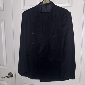 Traje Hombre 39R Negro Vito Rufolo Trabaldo Togna Italia Super 100 Con Pantalones Leer - Imagen 1 de 21