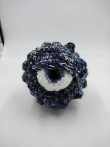 73122 Amigurumi Handmade Warty Bumpy Textured Eyeball Monster black gray sparkle - Picture 1 of 12