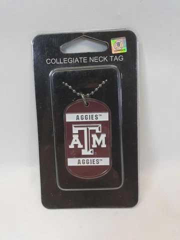 Texas A&M Aggies Dog Tag Necklace - NCAA - 26" Neck Ball Chain - Engravable Cover