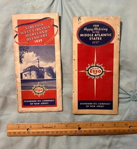 Q LOT of 2 Vintage 1937 & 1939 ESSO TANKSTELLE Standard Oil Company Road Maps - Bild 1 von 2