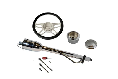 1947-54 Chevy Truck 32" Chrome Tilt Steering Column Floor Shift & 14'' Alu Wheel Foto 1 de 4