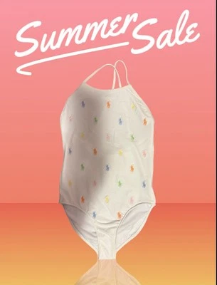 Polo Ralph Lauren Niñas Blanco Con Colorido Poni Traje de Baño de Una Pieza  Foto 1 de 2