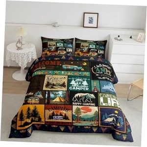 Camper Comforter Set for Kids Girls Boys Camping Themed Full Camping 02 - Picture 1 of 7