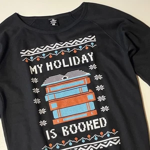 Felpa Headline My Holiday Is Booked taglia S Book Lover grafica manica lunga top - Foto 1 di 7