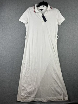 Tommy Hilfiger Dress Womens Small White Polo Dress Flag Logo Tipped Collar Knit - Image 1 of 4