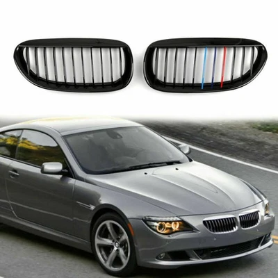 Gloss Black M Color Grille For BMW 04-10 E63 E64 650i 645Ci M6 Coupe Convertible Foto 1 de 4