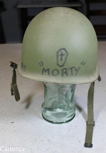 US Vietnamkrieg M1 Helm mit Innenfutter. Bemalt 101st Airborne Named Peace FS SB 53C - Bild 1 von 22