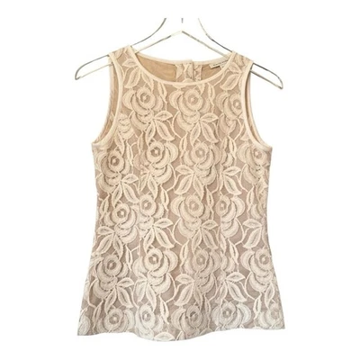 Nuevo con etiquetas Top para mujer Banana Republic Shell talla 00P forro beige encaje crema Foto 1 de 4
