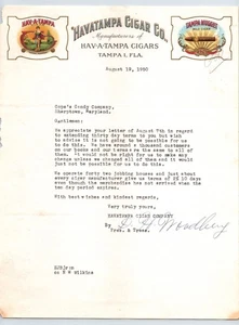 Membrete de tabaco Havatampa Cigar Company Tampa Florida 1950 8,5" x 11" - Imagen 1 de 2