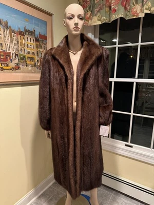 Brand New 45" Long Sz 14/16 Large Chocolate Brown Full Length Mink Real Fur Coat - Image 1 of 4